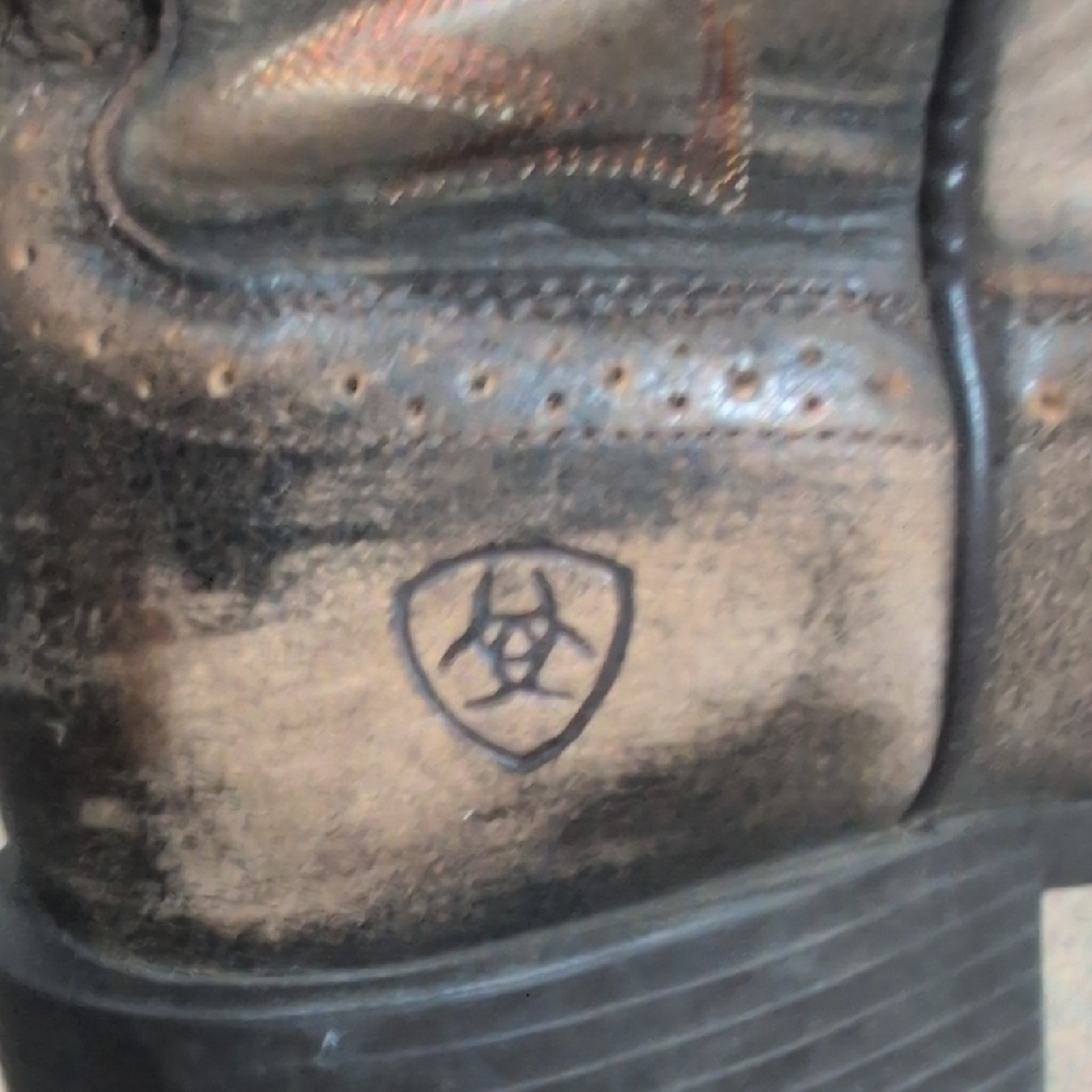 Ariat Distressed Leather Boots with Embroidered Design - Picture 3 of 7